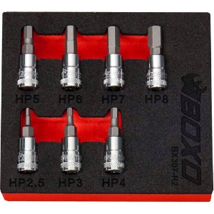 1/4" Tamperproof Hex Bit Socket Set in EVA Foam - 7 Piece